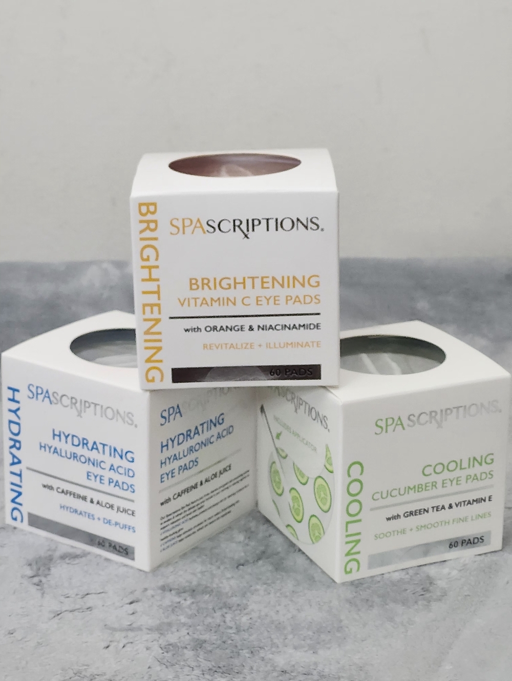 SPAscriptions Under-Eye Pads Set – 3 Varieties (60 Pads Each + Applicator)